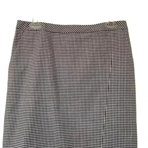 Talbots Women's Black & White Cotton/Spandex Gingham Check Straight Lined Skirt - Picture 3 of 9